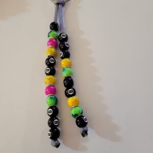 Blue, Yellow and Pink Billard 8 Ball Beaded Keychain