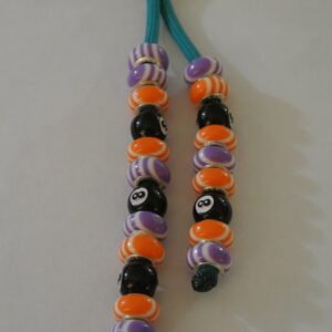 Blue, Orange and Purple Billard 8 Ball Beaded Keychain