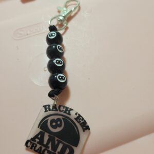 Billard 8 Ball Beaded Keychain with Rack Them