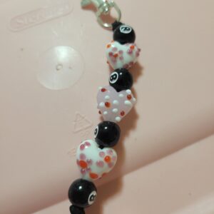 Pink, Red and White Billard 8 Ball Beaded Keychain