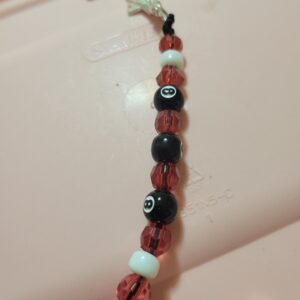 Purple and White Billard 8 Ball Beaded Keychain