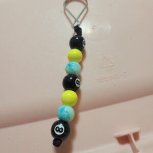 Yellow and Blue Billard 8 Ball Beaded Keychain
