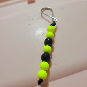 Yellow Billard 8 Ball Beaded Keychain