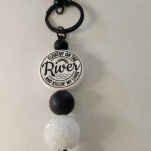Black and White Beaded Keychain