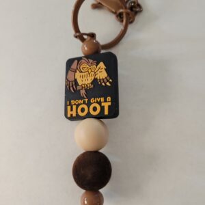 Brown and Black Beaded Keychain with Owl