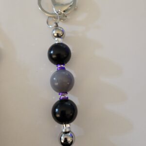 Black and Silver Beaded Keychain