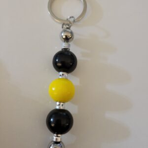 Black and Yellow Beaded Keychain