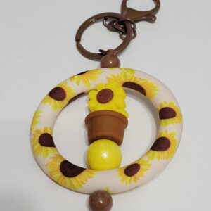 Sunflower Circle with Sunflower Beaded Keychain