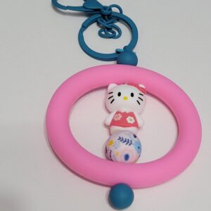 Pink Circle with HK Beaded Keychain