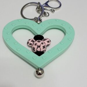 Tiffany Blue Heart with Mickey Head Keychain
