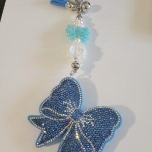 Bling Light Blue Bow Beaded Keychain
