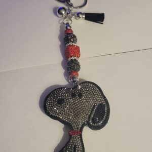 Bling Dark Color Snoopy Beaded Keychain