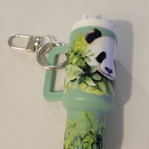 Green Tumbler Keychain with Panda