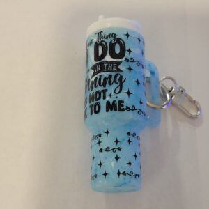 Blue Tumbler Keychain with Words