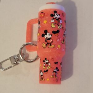 Orange Tumbler Keychain with Mickey
