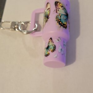 Lavander Tumbler Keychain with Butterflies