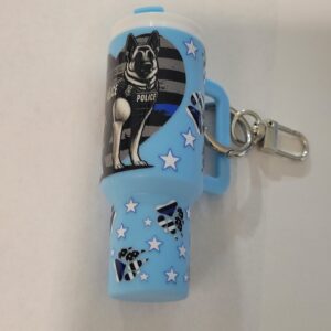 Blue Tumbler Keychain with Police Dog