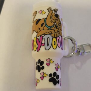White Tumbler Keychain with Scooby Doo