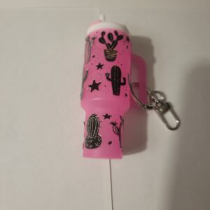 Pink Tumbler Keychain with Catus