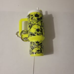 Yellow Tumbler Keychain with Skulls
