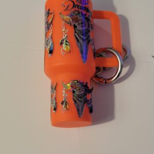 Orange Tumbler Keychain with Cow Head
