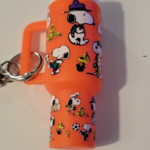 Orange Tumbler Keychain with Snoopy