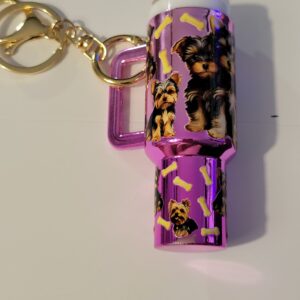 Purple Tumbler Keychain with Yorkie Puppies