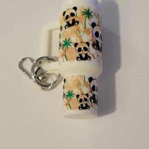White Tumbler Keychain with Panda