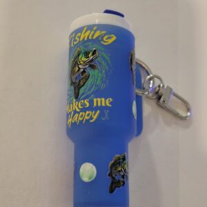 Blue Tumbler Keychain with Fishing